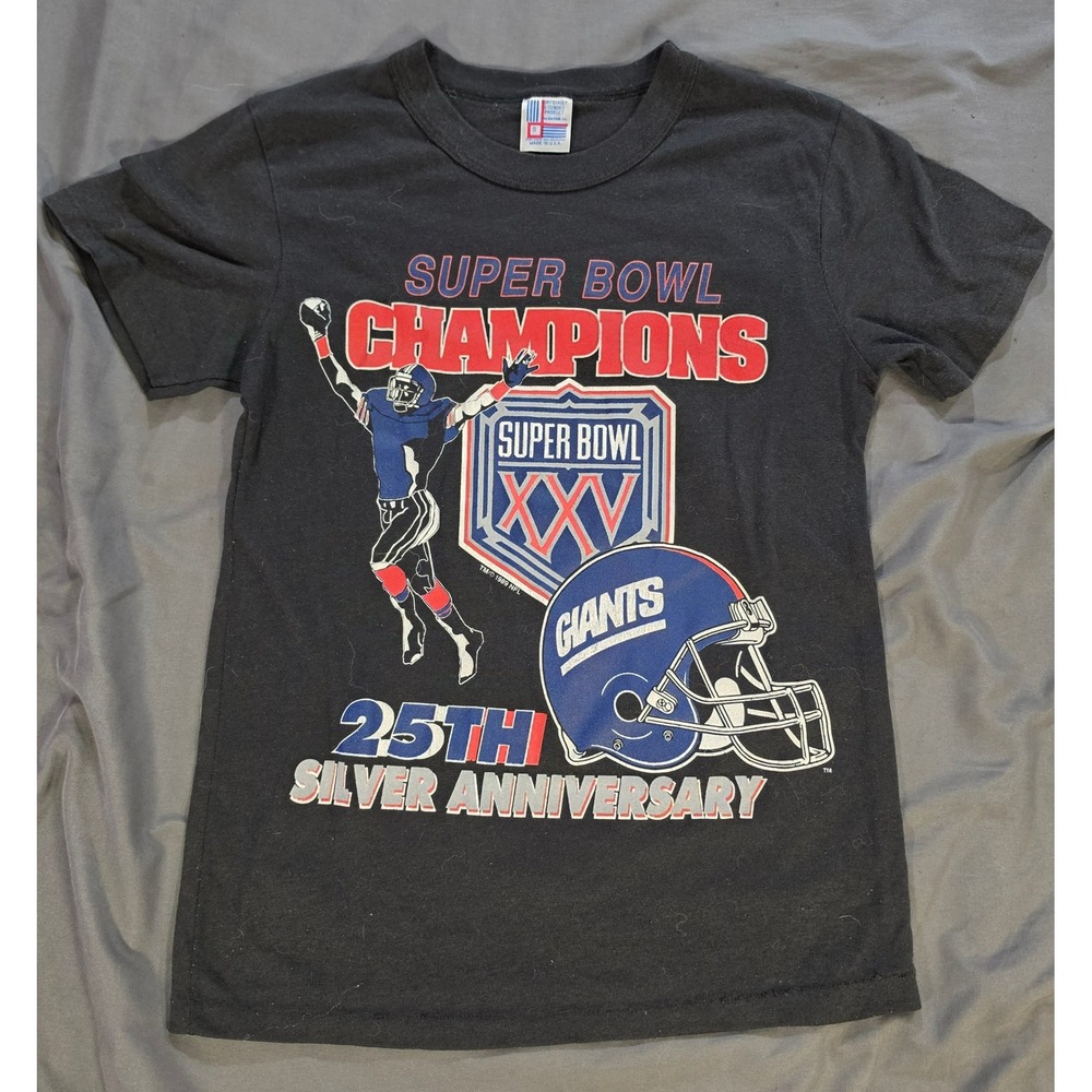Vintage 1991 New York Giants Super Bowl XXV Champions T-Shirt Garan Black Small